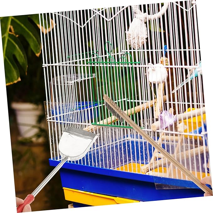 2pcs Set Birdcage Brush Rabbit Parrot Poop Tool Pet Birds Cage Supply Parrot Bird Cage Cleaning Brush Cages Feeder Parrot Cage Accessory Pigeon Stainless Steel