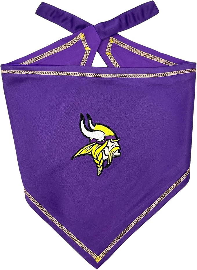 Pets First NFL Minnesota Vikings TIE Bandana, Size Large/X-Large. Dog Bandana Scarf Bib for Pet Cat Dog. The Ultimate Game-Day, Party Bandana