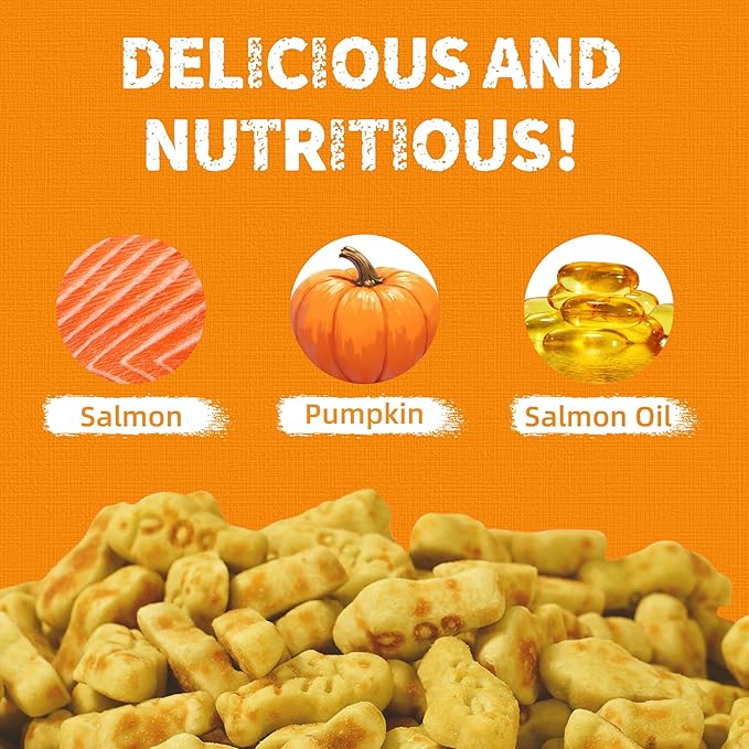 Just Try 36 OZ Pumpkin Cat Treats Cat Constipation Relief Hairball Control Healthy Salmon Snacks Training Biscuits Treats for Digestive Support Low Calorie Kitten Snacks