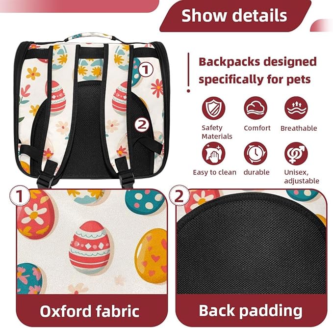 Happy Easter Pet Travel Carrier | Ventilated Comfortable Design with Safety Features | Ideal for Small to Medium Sized Pets Cats, Dogs etc
