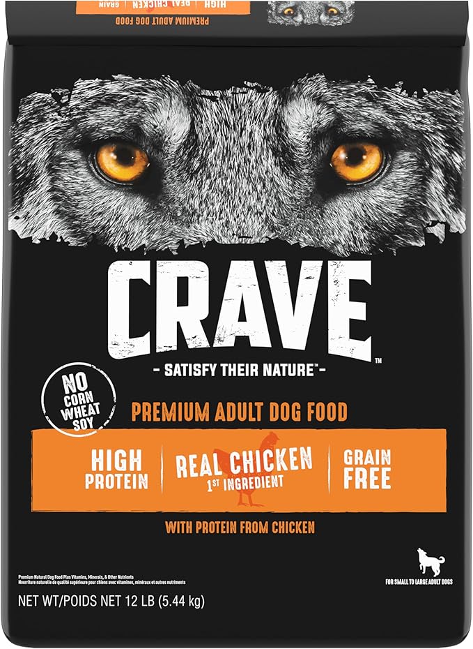 CRAVE Grain Free with Protein from Chicken Dry Adult Dog Food, 12 Pound Bag