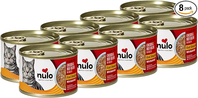Nulo Real Shreds with Organ Meat Wet Canned Cat Food, Chicken & Beef, 6.0 Ounce, 8 Cans