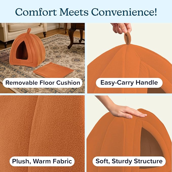 Cat House - Indoor Cat Bed with Removable Foam Cushion - Pet Tent for Kittens, Rabbits, Guinea Pigs, and Other Small Animals by PETMAKER