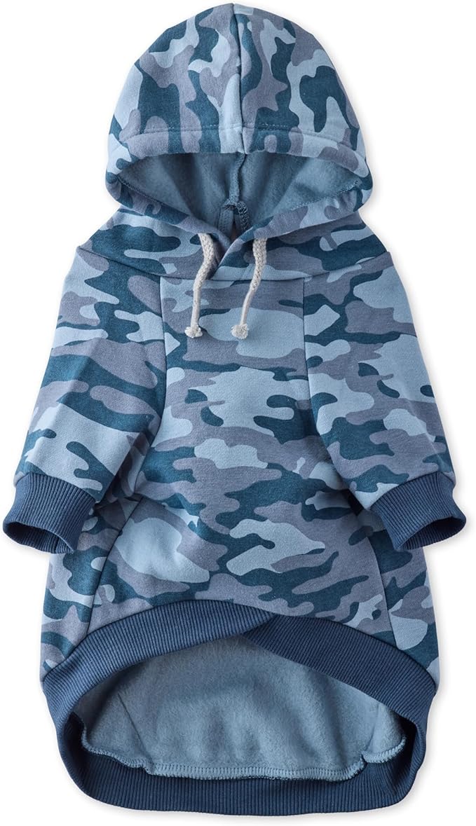 Pet Passion Rocky II - The Extra Comfy Hoodie, Organic Cotton and Recycled Poly Dog Hoodie Pet Coat Sweater for Small, Medium, Large Dogs, Navy Camo, Large