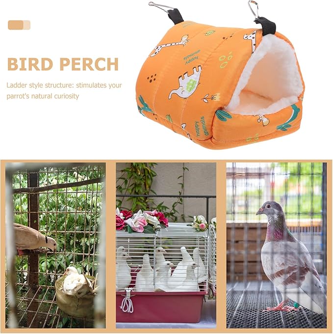 Healifty Parrot Cotton Nest Small Animal Hanging Hammock Winter Warm Lint Bed 16x13x16cm Yellow for Hamster Bird Cage Cozy Resting House