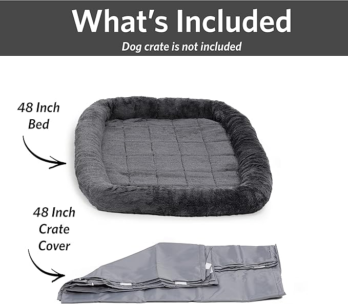 New World Pet Products Dog Crate Comfort Kit, Matching Dog Crate Cover & Dog Bed to Make Your Dog's Crate Their Home, Fits 48-Inch Long Dog Crates, Dog Crate Not Included