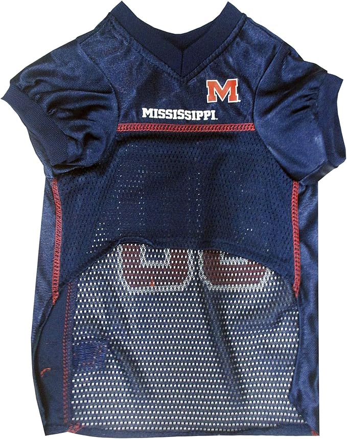 Pets First NCAA College Mississippi Ole Miss Rebels Mesh Jersey for Dogs & Cats, XX-Large. Licensed Dog Jersey with Your Favorite Football/Basketball College Team