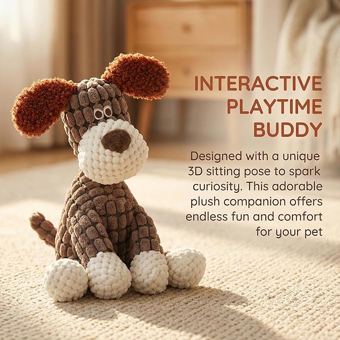 SUJEB Squeaky Chew Plush Toys for Dog Aggressive Chewers, Soft Interactive Puppy Teething Indestructible for Small Medium Large Cats Pets 6.1In