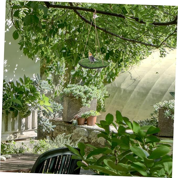 LIOOBO Artificial Grass Bird Hammock Indoor Outdoor Swing Platform for Parrots Reptiles and Lizards Climbing Net Accessory Suitable for Bird Cages and Gecko Habitats