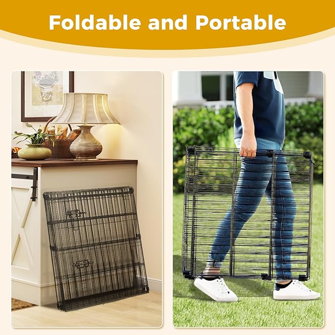 PAWZ Road Dog Playpen Foldable Metal Dog Fence with Door,Outdoor for Yard and Indoor Use Portable Design for RV and Camping- 8 Panels (24" Wide Each), 24 inch Height for Small Dogs Puppy Large Dogs