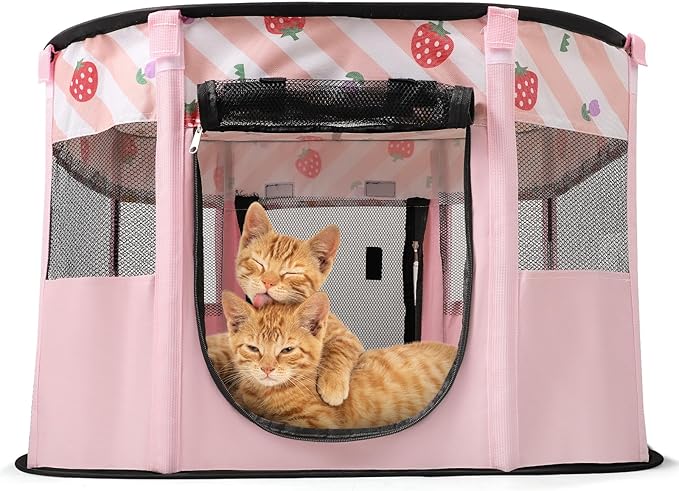 Foldable Pet Playpen, Portable Dog Cat Kennel Cage, Indoor/Outdoor Pop up Pet Tent Fence, Rectangle Delivery Room Pets Tent for Puppy Dog Kitten Cat