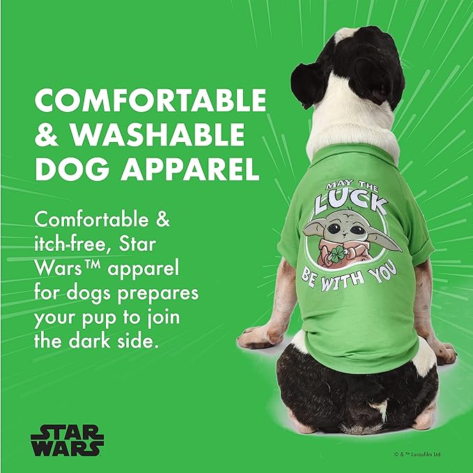Star Wars for Pets Grogu May The Luck Be with You Dog Tee for St. Patrick’s Day | X-Large Dogs | Size Extra Large | Star Wars Dog Clothing and Apparel, Green, (FF20333)
