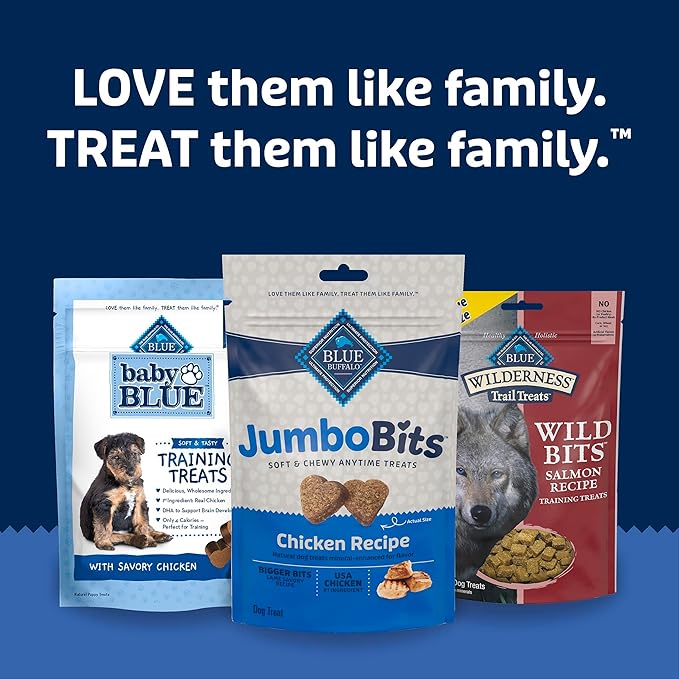 Blue Buffalo Jumbo Bits, Soft & Chewy Anytime Treats, Chicken Recipe, Natural Dog Treats Mineral Enhanced for Flavor, 11 oz. Bag