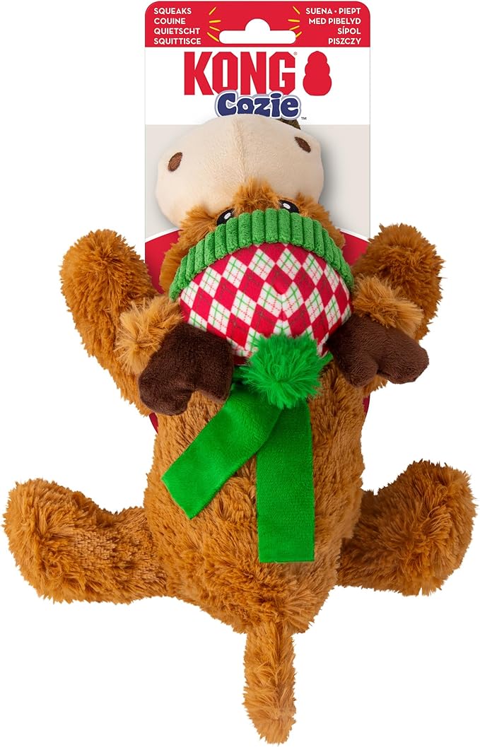 KONG Christmas Dog Toys - Combo Pack for Medium and Large Sized Dogs (Cozie Reindeer/Tennis Balls)