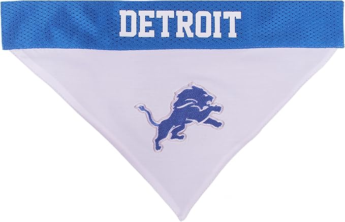 NFL DOG BANDANA - DETROIT LIONS REVERSIBLE PET BANDANA. 2 Sided Sports Bandana with a PREMIUM Embroidery TEAM LOGO, Small/Medium. - 2 Sizes & 32 NFL Teams available