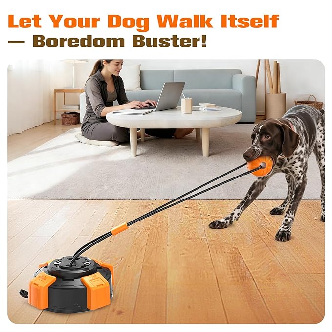 Upgraded Powerful Suction Cup Dog Toy - Interactive Tug of War Toy for Aggressive Chewers Durable Puppy Molar Chew Toy with Teeth CleaningDog Enrichment Toys for Boredom & Anxiety Relief (Orange-D)