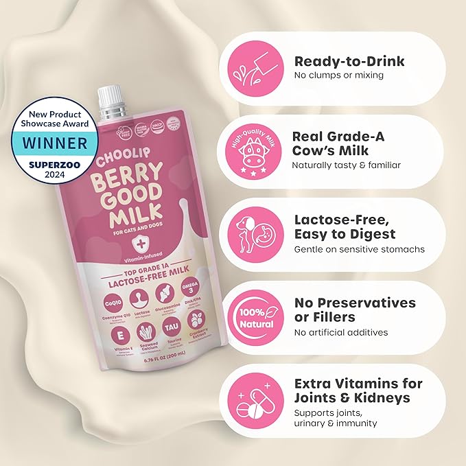 Choolip Bundle | 20pc Jumbo Squeeze Vita Sticks with Essential multivitamins + Berry Good Milk 10pk Vitamin-Infused [Both Products are for Cats & Dogs of All Life Stages]
