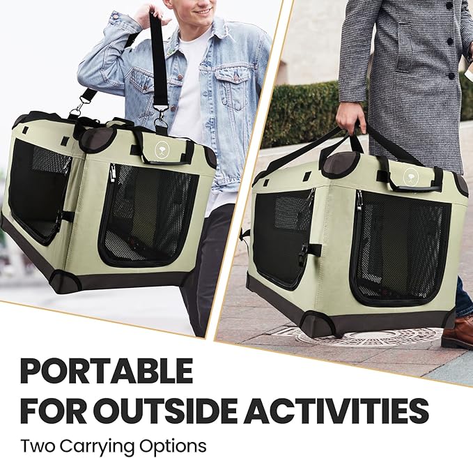 PEGIC Large Cat Carrier for Car Travel, Soft Sided Collapsible Pet Carrier for Outdoor and Indoor Uses, Roomy Extra Large Carrier for 2 Kittens, Large Cat or Puppies up to 50lbs, Brown