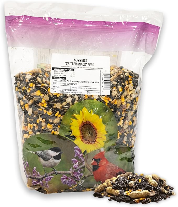 Sommer's Wild Bird Food Critter Snack Wildlife Feed – 5 lb Outdoor Mix with Corn, Sunflower Seeds & Peanuts