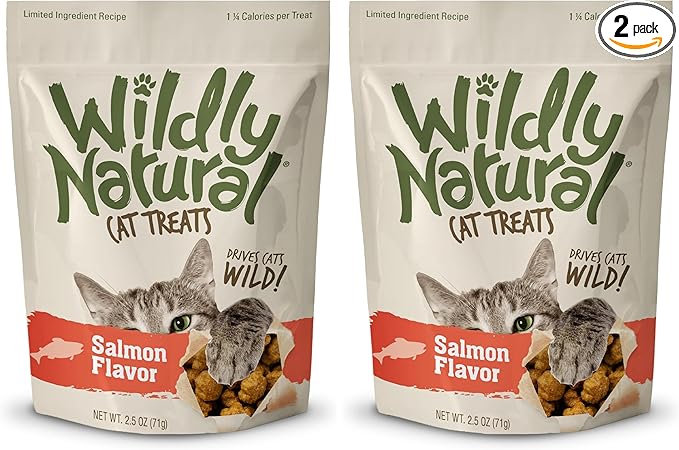Wildly Natural Cat Treats, 2.5 Ounces, Salmon Flavor (Pack of 2)