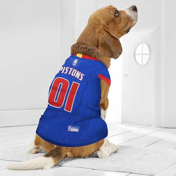 Pets First NBA DETROIT PISTONS DOG Jersey, X-Large - Tank Top Basketball Pet Jersey