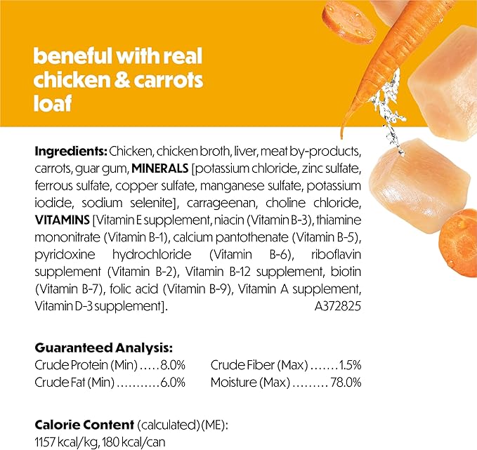 Purina Beneful with Real Chicken and Carrots Wet Dog Food Loaf - 5.5 oz Can (Pack of 12)