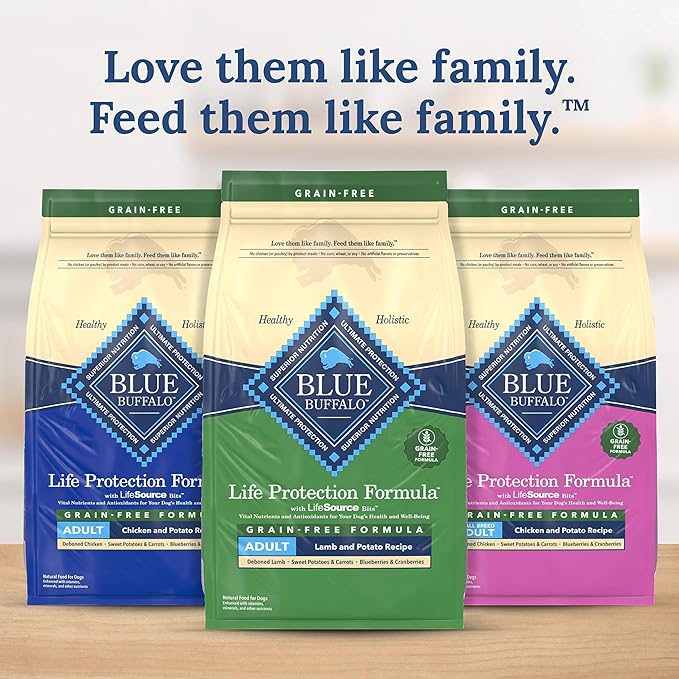 Blue Buffalo Life Protection Formula Natural Grain Free Adult Dry Dog Food, with Lamb and Potatoes, 11 lb. Bag