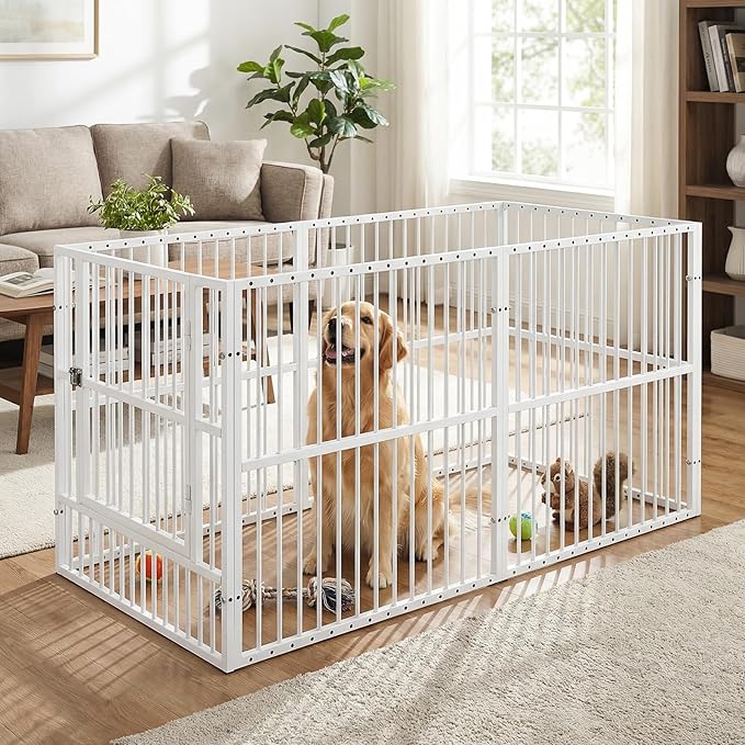 Dog Playpen - 32" Height Dog Pen, Heavy Duty Puppy Pen with Door, Safe & Sturdy, Easy Assemble for Indoor/Outdoor Pet Playpen