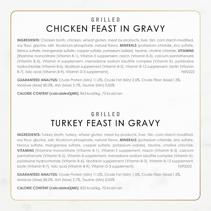 Fancy Feast Purina Grilled Wet Cat Food Poultry and Beef Collection Wet Cat Food VarietyPack - 3 Ounce (Pack of 60)