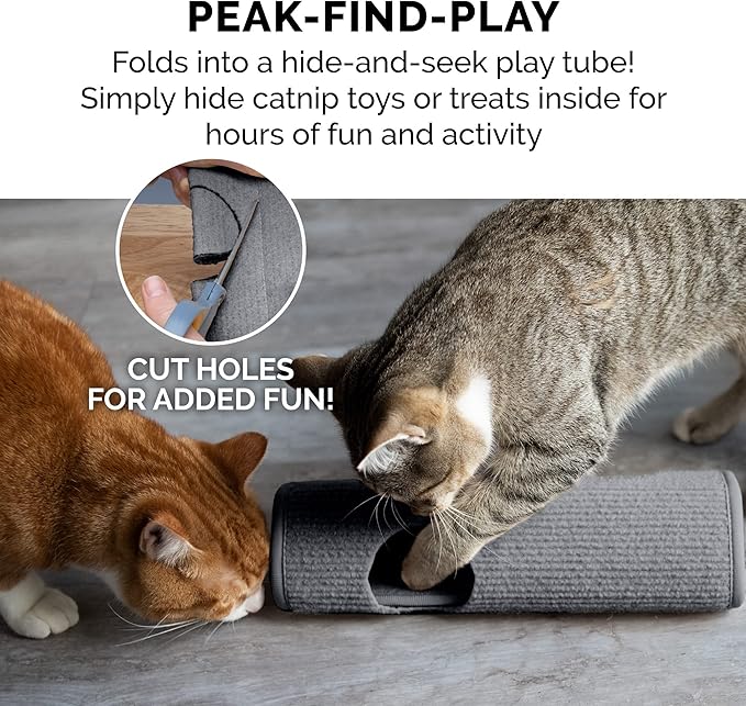 Furhaven Wrap Around Scratching Post Cover for Indoor Cats, Fits Posts Up to 3.5" Diameter, Durable & Less Mess - Tiger Tough Carpet Scratch Mat - Gray, Extra Large/XL (Pack of 3)