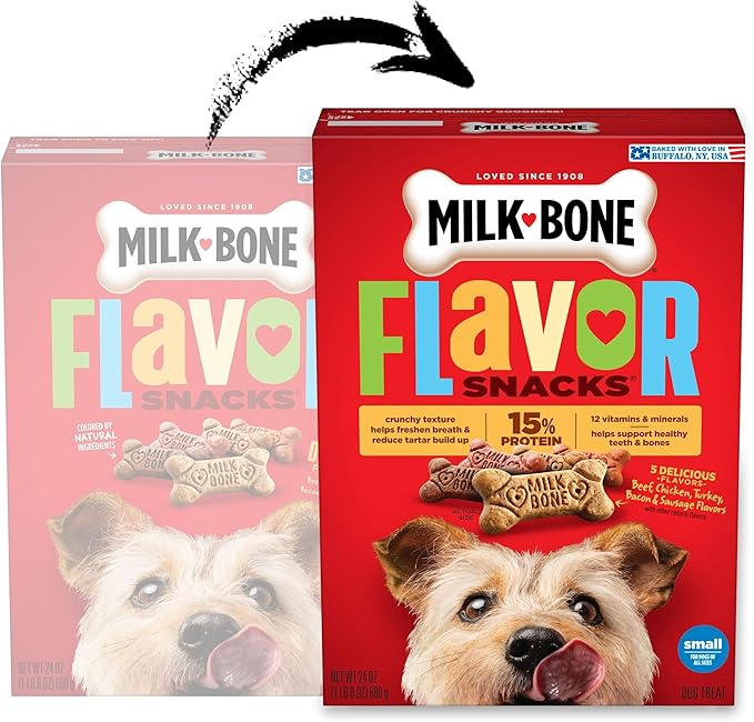 Milk-Bone Flavor Snacks Dog Treats, Small Biscuits, 24 Ounce (Pack of 2)