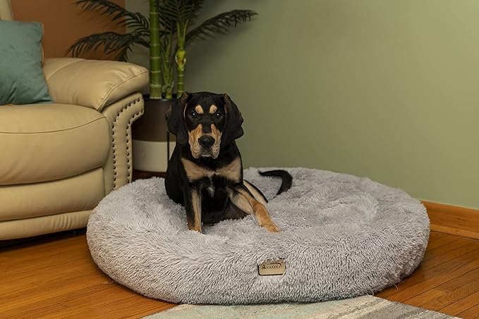 Armarkat Extra Large, Fluffy Gray Round Cat Bed - C71NHS