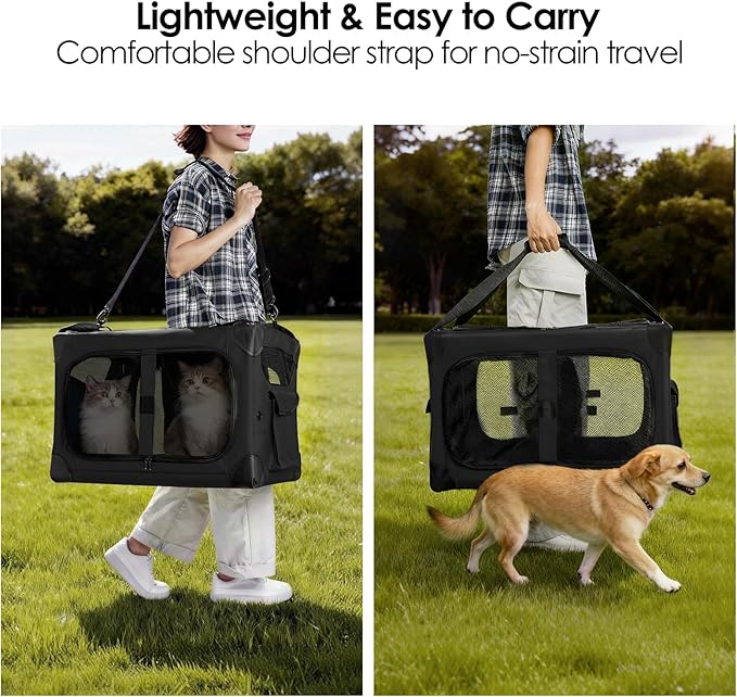 Extra Large Cat Carrier for 2 Cats, XL with Removable Divider, Foldable Soft-Sided Pet Carrier with Storage Tote, Portable Travel Crate for Large Cats, for Car & Home Use, 24" x 17" x 17"