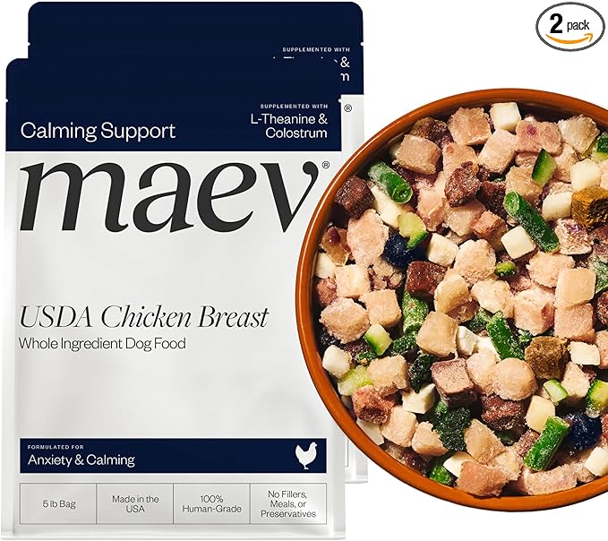 Maev Human-Grade Chicken Dog Food, Anxiety & Calming Formula, Whole Ingredient, Gluten-Free, High Protein Puppy & Dog Food, 10 lb