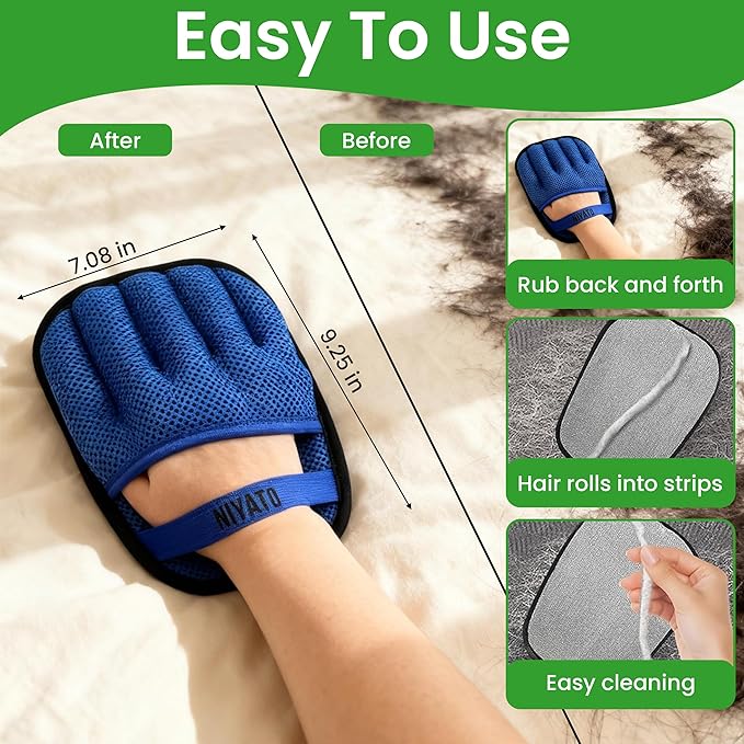 Pet Self Cleaning Slicker Brush and Pet Hair Remover Glove. A Brush for Cat and Dog Shedding, Massaging, and a Cleaning Mitt with Improved Design. Suitable for Long and Short haired Dogs and Cats