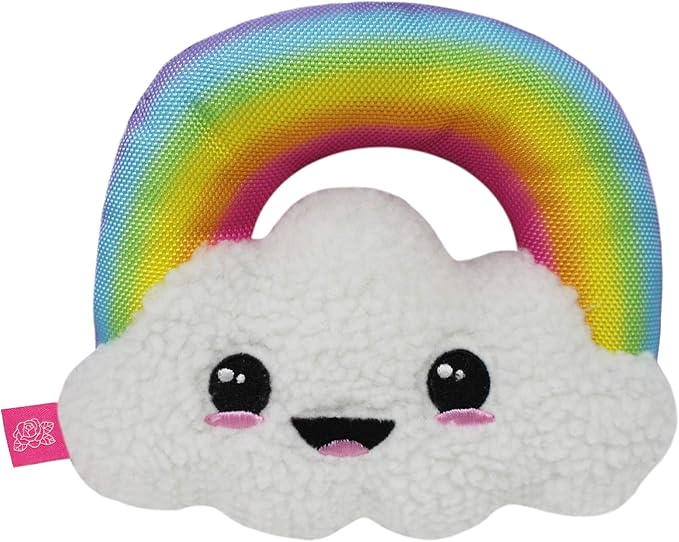 Pets First Rainbow Cloud Rope & Plush Pet Toy with 6 Ropes & Squeaker by LAURDIY Super Cute Dog Colorful Toy