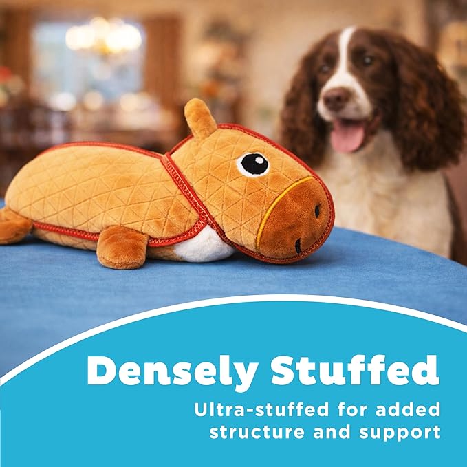 Outward Hound Xtreme Seamz Dog Toy, Reinforced Seams & Multiple Stitching, Durable Plush with Squeakers, Capybara, 12”