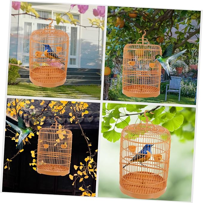 VANZACK Plastic Hanging Bird Cage Round Shape Durable Small Animal Cage Decor for Parrots and Parakeets Door Stylish Design Suitable for Pet Birds and Gifts