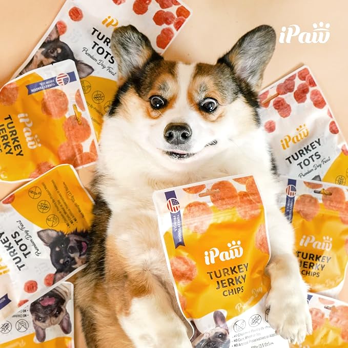 iPaw Turkey Tots Dog Treats for Puppy Training, All Natural Human Grade Dog Treat, Hypoallergenic, Easy to Digest (Turkey Tots)