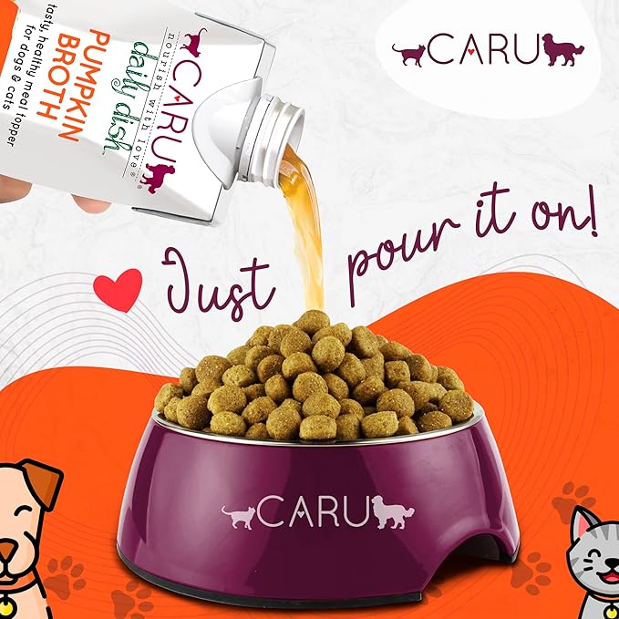 Caru - Daily Dish Pumpkin Broth Meal Topper for Dogs & Cats - Savory Pour-Over Broth - 1.1 lbs. (Pack of 2)