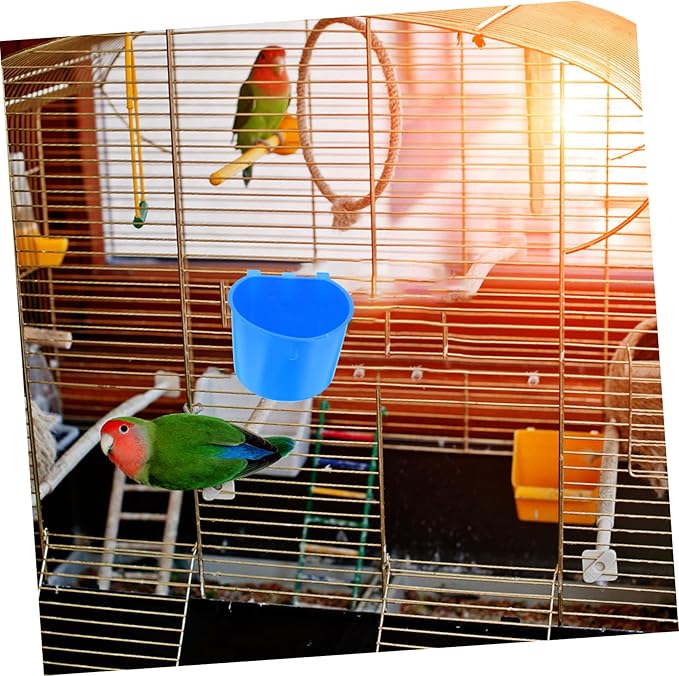 Toddmomy 4pcs Bird Cage Feeding Bowls Plastic Hanging Feeders Water Feeder for Birds Pet Hanging Bowl Easy to Install