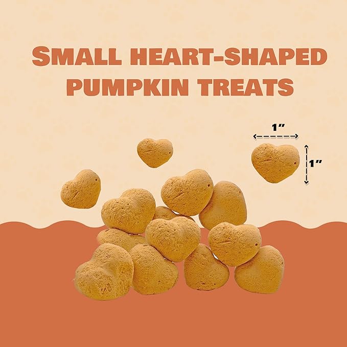Benji & Louie Freeze Dried Pumpkin for Dogs and Cats, Heart Shaped - Natural Healthy Dog and Cat Treats, Single Ingredient, 2 oz
