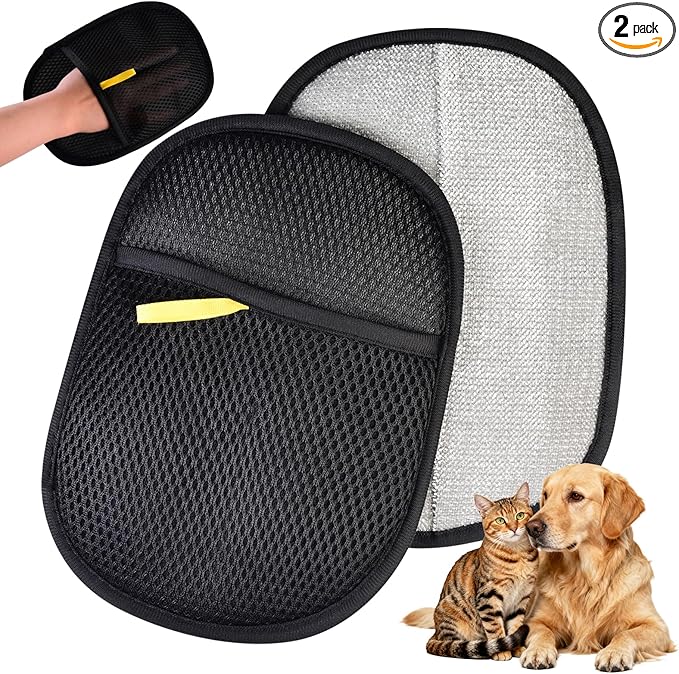 Pet Hair Removal Glove for Cats and Dogs,2PCS Large Magic Brush Tool for Pet Hair Remover,Reusable with Bidirectional Bristles,Pet Hair Remover Tool for Clothing,Couch,Carpet,Car Seat