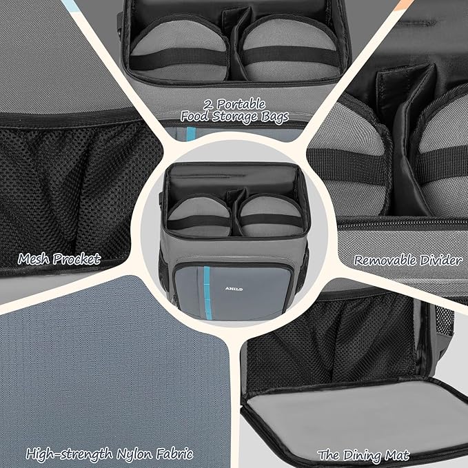 ANILD Dog Travel Bag Backpack, Flight-Ready TSA-Approved Dog Travel Bag with 2 Leak-Proof Food Canisters, 5 Foldable Silicone Bowls, Multi-Compartment Organizer for Hiking, Camping, Dog Mom Essentials