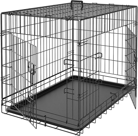 Pet Republic Dog Crates for Large Dogs Folding Metal Wire Dog Gage Double Door 30/36/42Inches Dog Kennel Indoor Outdoor Pet Grates