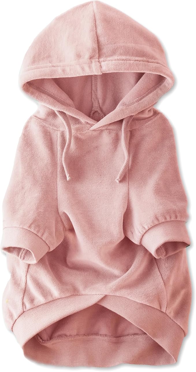 Pet Passion Cooper II Organic Cotton Velour Dog Hoodie Pet Coat for Small, Medium and Large Dogs, Pink, XXX-Small (up to 5lbs)