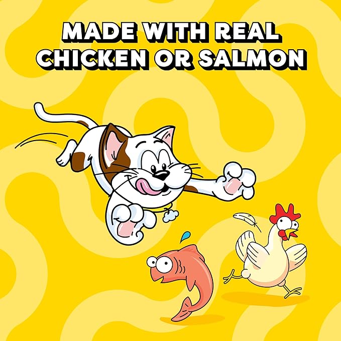 Temptations Creamy Puree Squeezable Lickable Cat Treats, Wet Cat Treats with Salmon and Chicken Variety Pack, 0.42 oz. Tubes, 16 Count