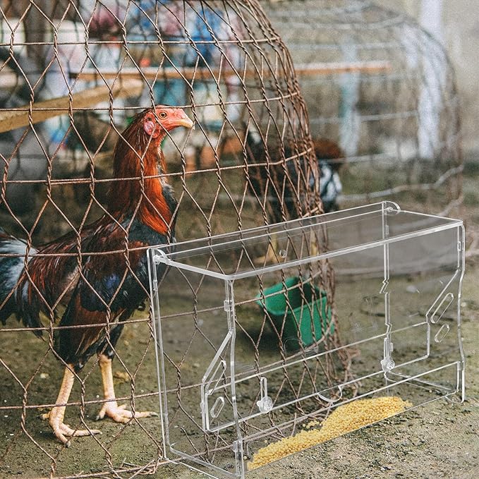 SEWACC Rutin Chicken Automatic Food Feeder Acrylic Medium Pet Food Holder Feeding Trough for Parrots and Small Birds Bird Cage Accessory