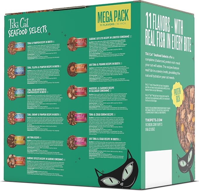 Tiki Cat Seafood Selects Wet Cat Food Mega Pack, 2.8 oz Can (36 Count)