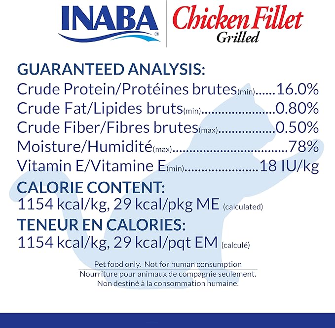 INABA Premium Hand-Cut Grilled Chicken Fillet Cat Treats/Topper with Vitamin E and Green Tea Extract, 0.9 Ounces Each, Pack of 6, Shrimp Broth